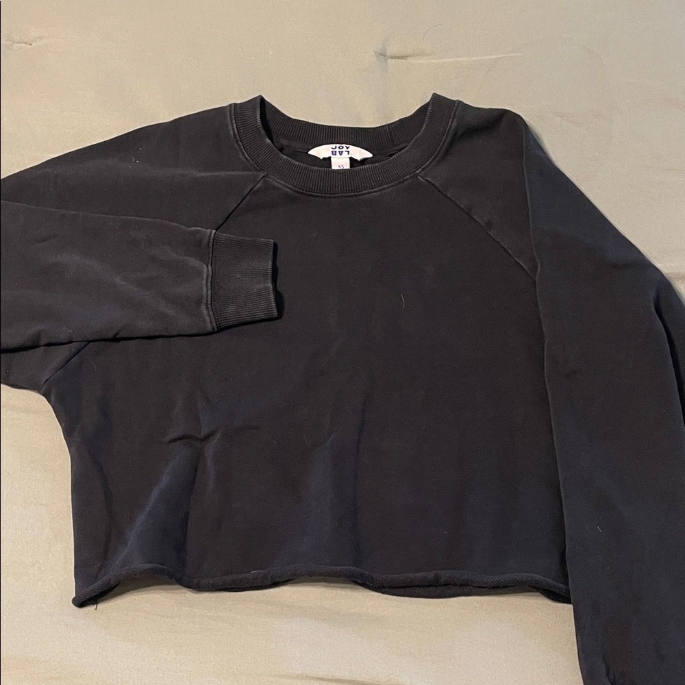 JoyLab Black Ribbed Crewneck Sweatshirt